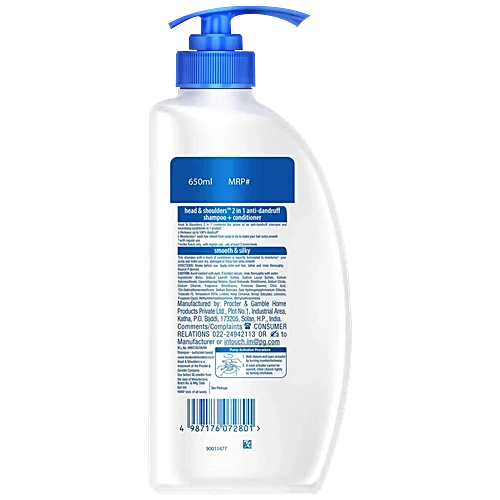 Head & Shoulders Smooth & Silky 2 in 1 Anti-Dandruff Shampoo + Conditioner, Upto 100% Dandruff Free, 650 ml